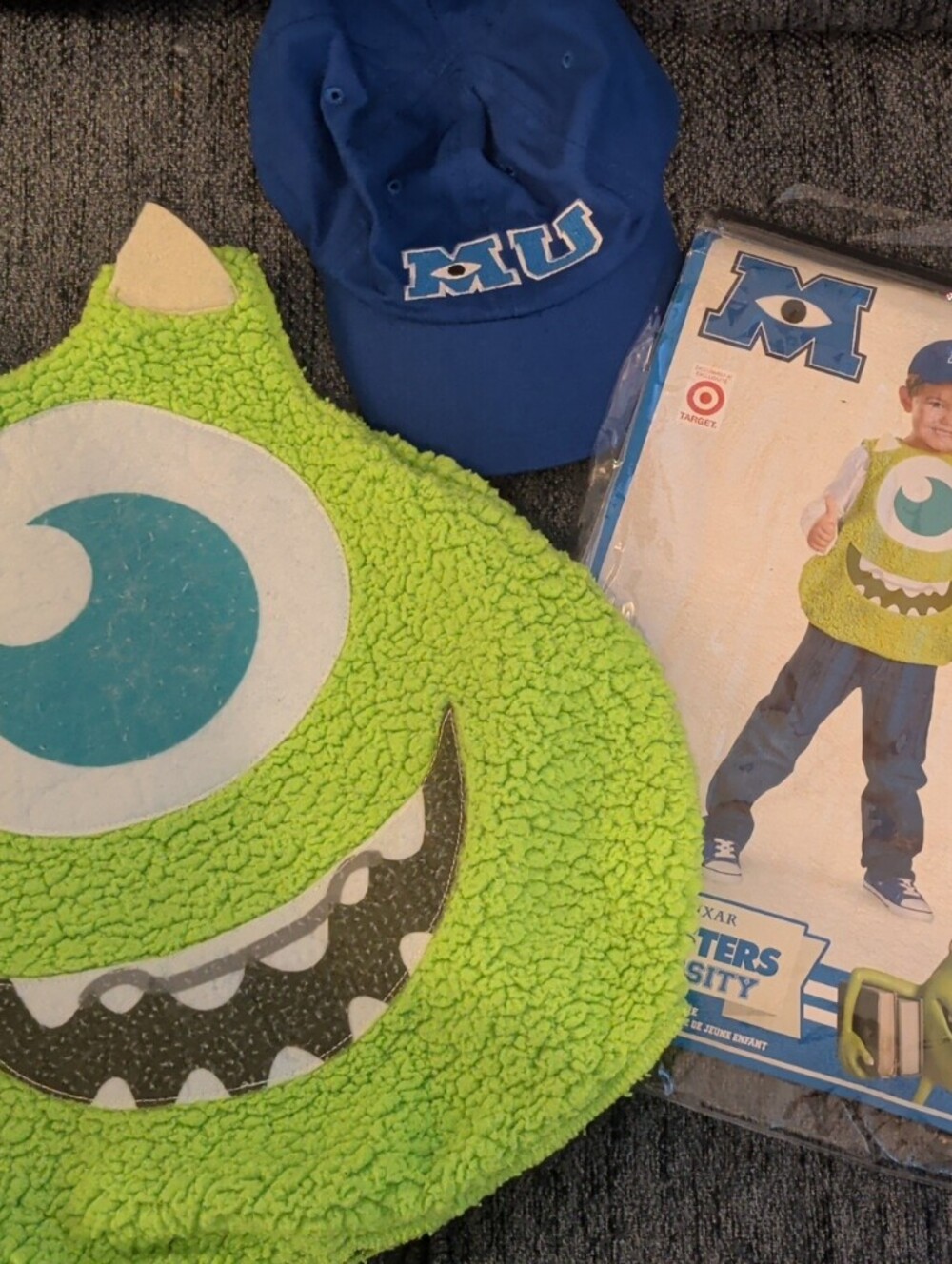 Disguise Monsters University Mike Wazowski Fuzzy Green Tunic with Blue MU Hat